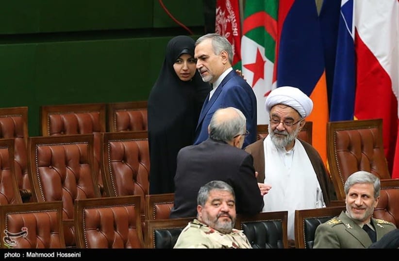 Iranian President Hassan Rouhani's sister and brother at his second inauguration (photo credit: MAHMOOD HOSSEINI/TASNIM NEWS AGENCY)