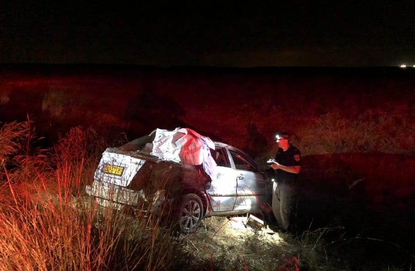 Car chase turns into fatal car accident on route 6 (photo credit: POLICE SPOKESPERSON'S UNIT)