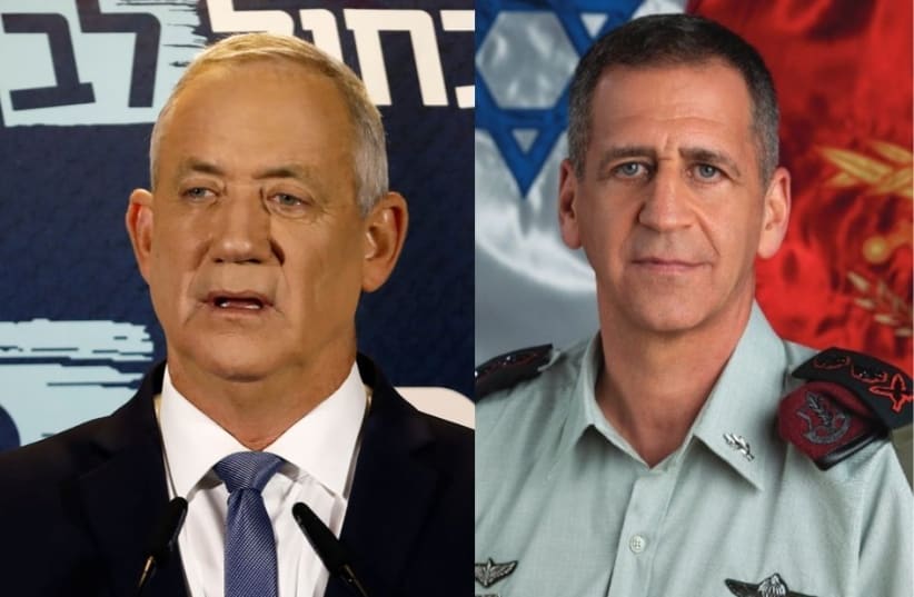 Blue and White leader Benny Gantz and IDF Chief of Staff Aviv Kochavi (photo credit: IDF SPOKESPERSON'S UNIT)