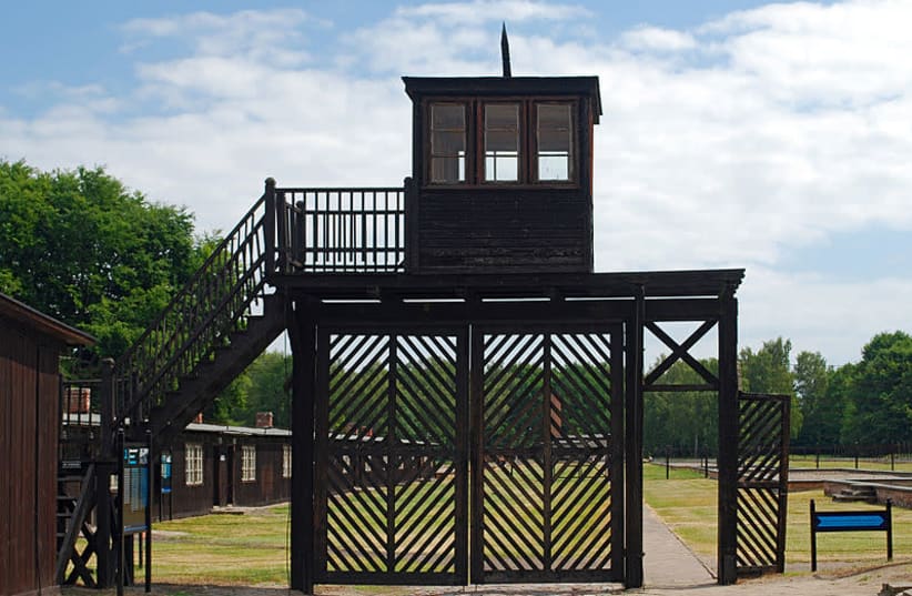 Guard tower at Stutthof concentration camp (photo credit: Wikimedia Commons)