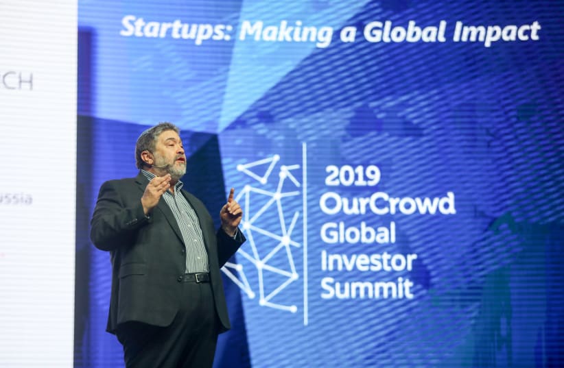 OurCrowd founder & CEO Jon Medved addresses the 2019 OurCrowd Global Investor Summit, March 7, 2019 (photo credit: NOAM MOSKOWITZ)