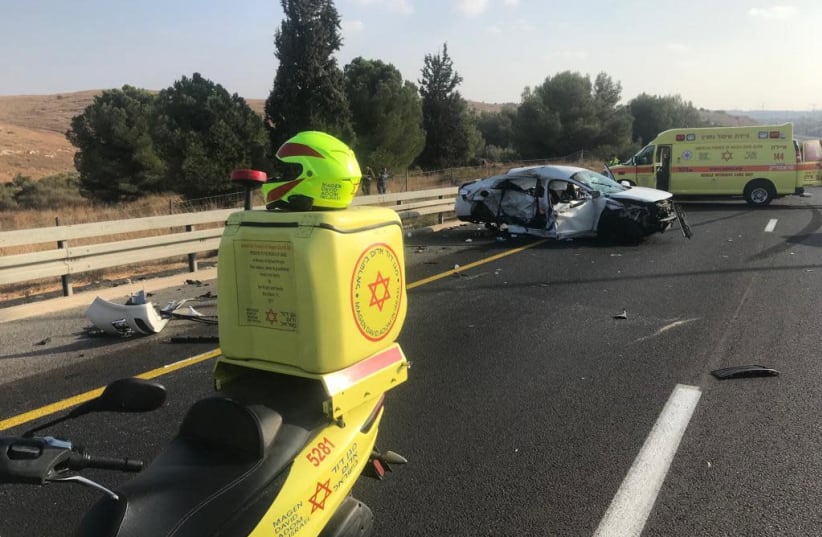 A deadly car crash on Israel's Route 6. (photo credit: MDA)