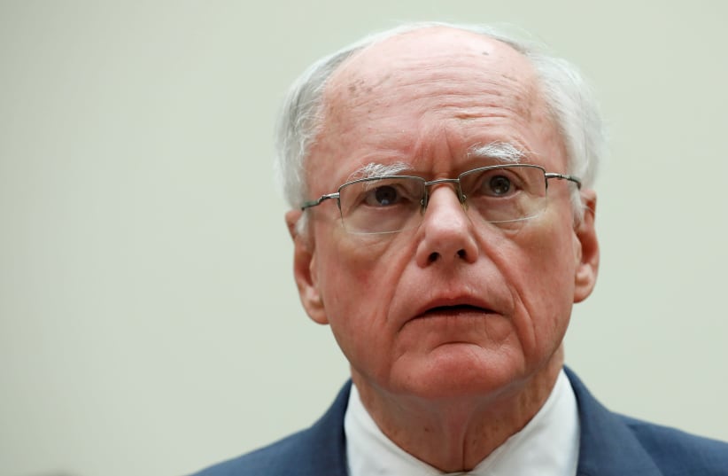 James Jeffrey, U.S. State Department special representative for Syria Engagement, testifies before a House Foreign Affairs Committee hearing on President Trump's decision to remove U.S. forces from Syria, on Capitol Hill in Washington, U.S., October 23, 2019 (photo credit: REUTERS/YURI GRIPAS)
