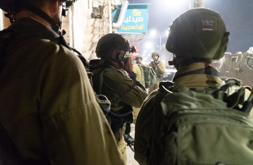 IDF soldiers at the demolition of Islam Yousef Abu Hamid's home al-Am’ari refugee camp, October 24 2019 (photo credit: IDF SPOKESPERSON'S UNIT)