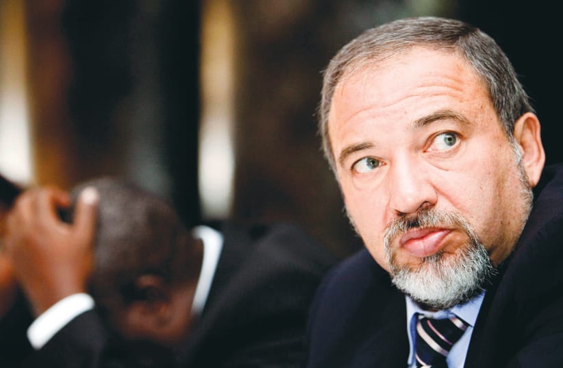 ‘LIBERMAN REFUSES to sit in a government with the haredi and part of the National-Religious parties, but also refuses to sit in a government with the Joint List and with the Democratic Union – just in a national-unity government with the Likud and Blue and White.’ (photo credit: REUTERS)