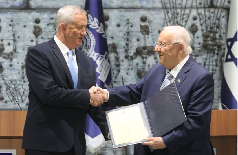 Blue and White leader Benny Gantz was given the mandate and 28 days to form a new government by President Reuven Rivlin (photo credit: MARC ISRAEL SELLEM)