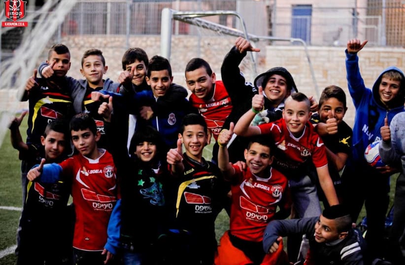 Soccer players on one of the Hapoel Katamon's Neighborhood league (photo credit: HAPOEL KATAMON JERUSALEM)