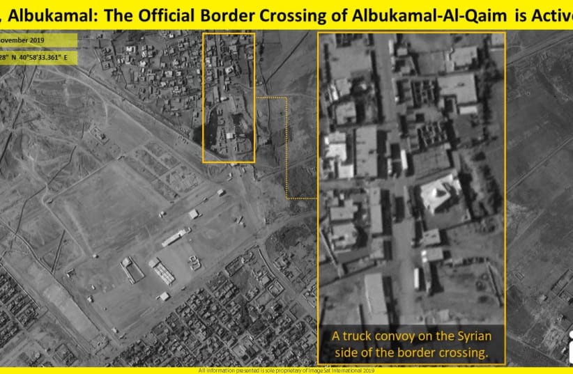 Satellite images show truck convoy passing through crossing (photo credit: IMAGESAT INTERNATIONAL (ISI))