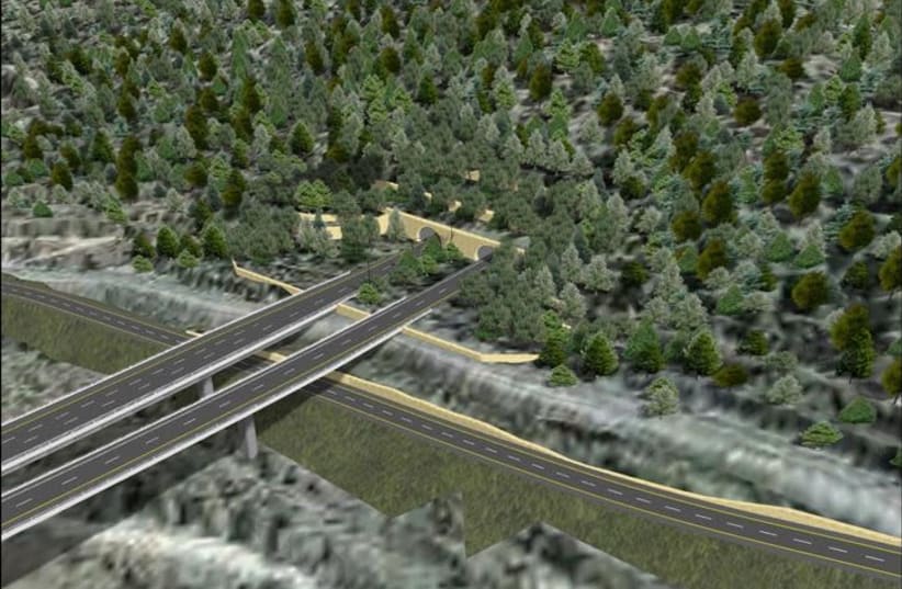 An illustration of a stretch of Route 16, a new entrance road to Jerusalem (photo credit: RDV SYSTEMS/MINISTRY OF FINANCE)