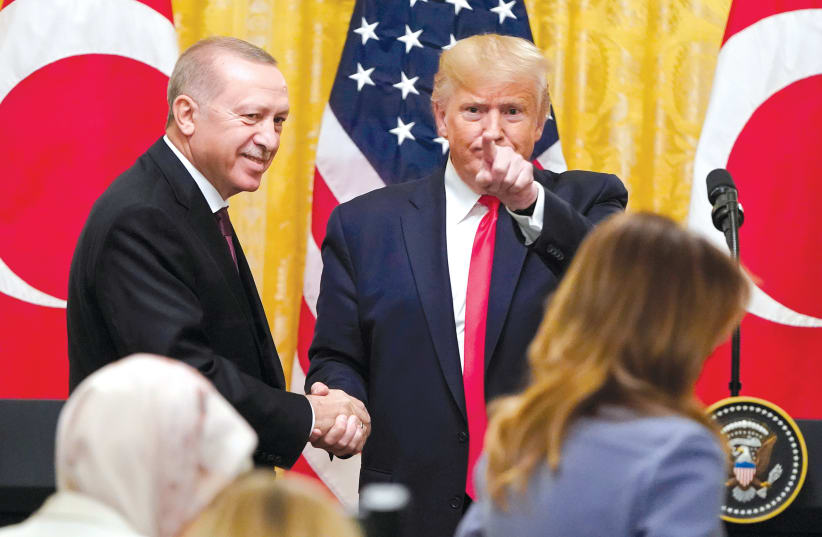 THE TURKISH President meets US President Donald Trump at the White House (photo credit: REUTERS)