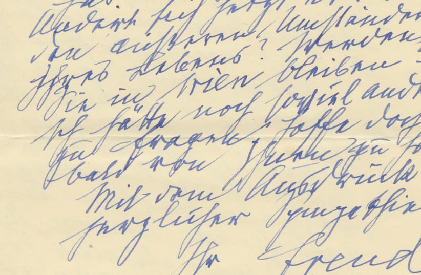 Letter revealing a soft side to Freud's personality to be sold at auction (photo credit: KEDEM AUCTION HOUSE)