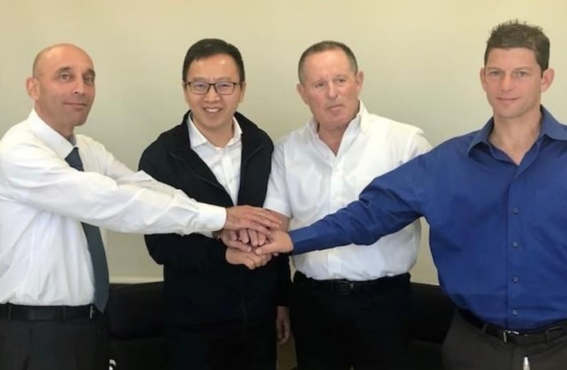 From left to right: Shaul Zemach, Energean Israel Country Manager; Jason (Liu) Dongbing, CEO PMEC; Meir Shamir, CEO Mivtach Shamir; Ron Oren, CEO Rapac. (photo credit: ENERGEAN)