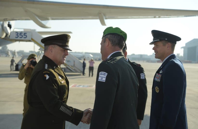 US Army General and Chairman of the Joint Chiefs of Staff Gen. Mark Milley meeting with his Israeli counterparts (photo credit: IDF)