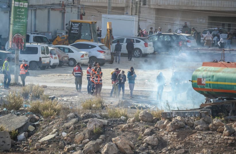 Palestinian protesters during the Day of Rage near Ramallah on Tuesday November 26 2019  (photo credit: KOBI RICHTER/TPS)