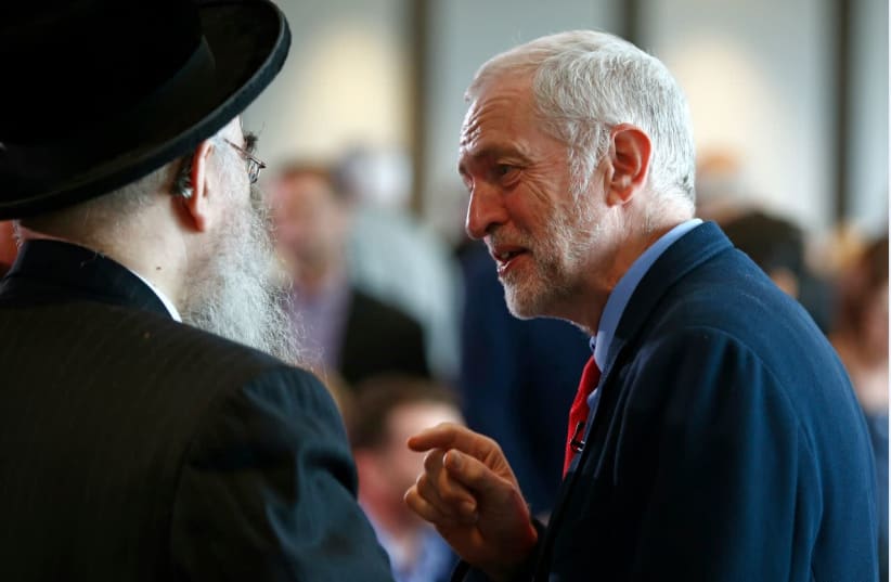 Jeremy Corbyn with Rabbi Pinter, former Labour Labour councillor (photo credit: Courtesy)