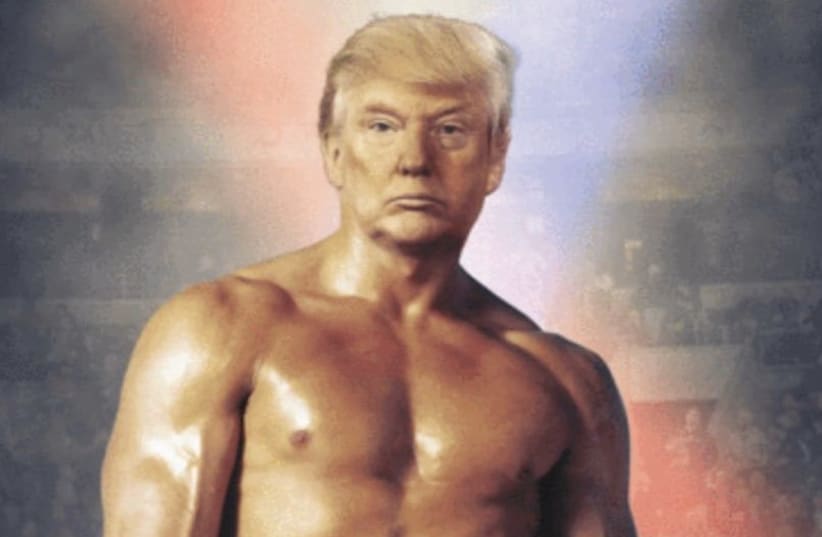 The picture put in Trump tweet, using the movie 'rocky' (photo credit: TWITTER SCREENSHOT)