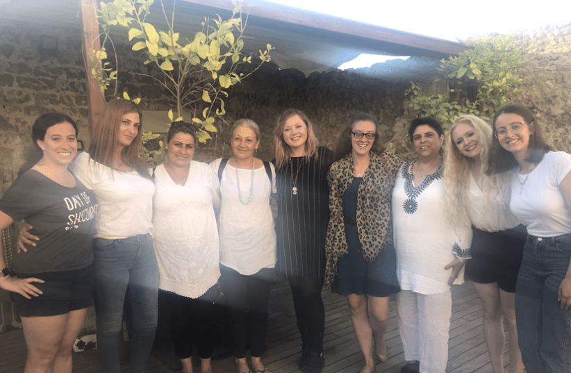 Members of the IPF Atid WPS Working Group meet with representatives from Women Wage Peace in July in Tel Aviv-Yafo.   (photo credit: Courtesy)