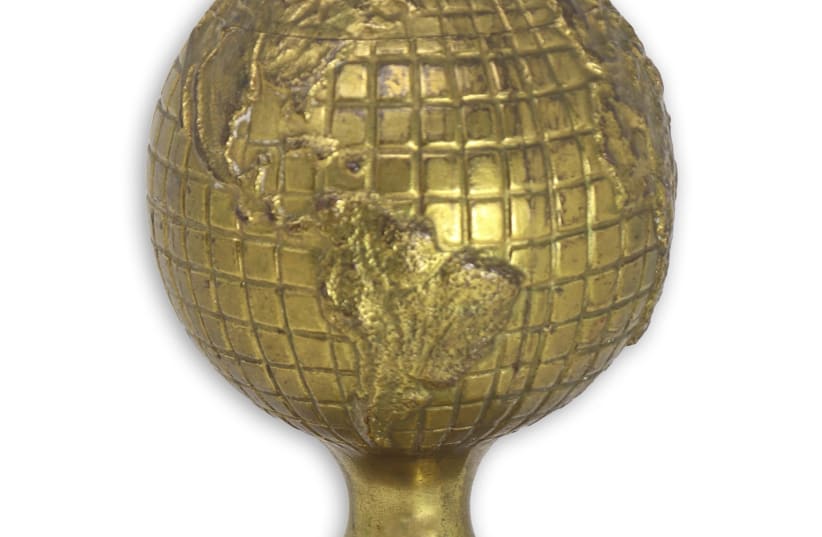 Frank Sinatra's 1945 Golden Globe award. The plaque reads: "To FRANK SINATRA / For the Picture With the Best / International Feeling Produced in / 1945 / Hollywood Foreign Correspondents Association.” (photo credit: Courtesy)