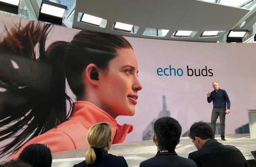 Amazon Senior Vice President David Limp announces “Echo Buds” headphones in Seattle (photo credit: REUTERS)