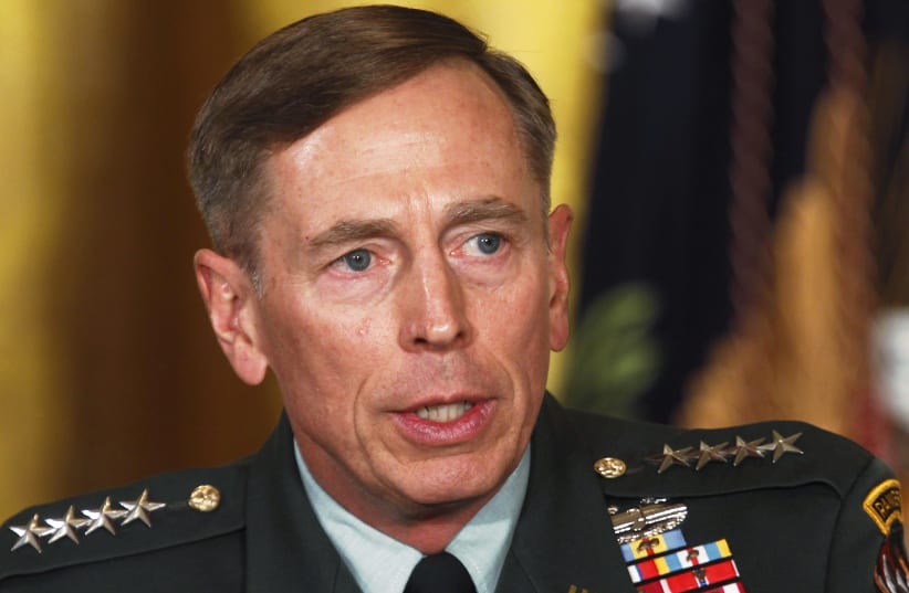 Then US Army Gen. David Petraeus at an event in the White House, April, 2011 (photo credit: LARRY DOWNING/REUTERS)