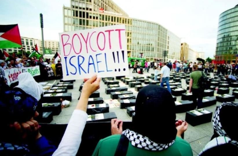 An anti-Israeli protest inspired by BDS (photo credit: REUTERS)