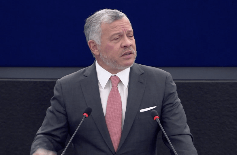 King Abdullah addresses the European Parliament. (photo credit: screenshot)