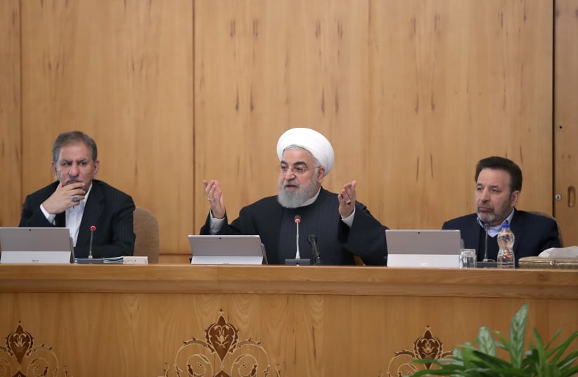 Iranian President Hassan Rouhani speaks during the cabinet meeting in Tehran, Iran, January 15, 2020. (photo credit: REUTERS)