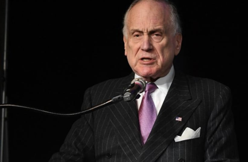Ronald S. Lauder, President of the World Jewish Congress speaking at a ceremony marking the 75th anniversary of the liberation of Auschwitz-Birkenau in Poland (photo credit: Courtesy)