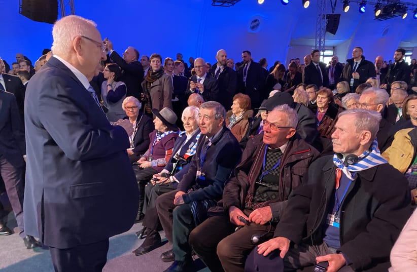 President Reuven Rivlin at the 75th Anniversary of the Liberation of Auschwitz (photo credit: TOMER REICHMAN/COURTESY)