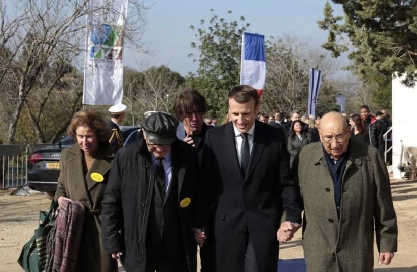 French President Emmanuel Macron visits the KKL-JNF Memorial to the Deportation of Jews from France. Photo: Haim Versano, KKL-JNF Spokesperson Office   (photo credit: KKL-JNF)