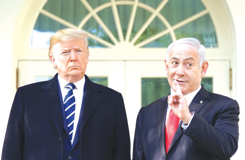 JUST GIVE HIM one more chance. Prime Minister Benjamin Netanyahu and President Donald Trump at the White House this week. (photo credit: REUTERS/KEVIN LAMARQUE)