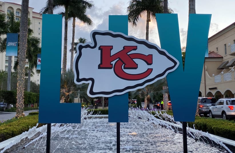 FILE PHOTO: Jan 29, 2020; Miami, Florida, USA; General overall view of Kansas City Chiefs and Super Bowl LIV logo at the JW Marriott Turnberry (photo credit: KIRBY LEE-USA TODAY SPORTS/FILE PHOTO/REUTERS)
