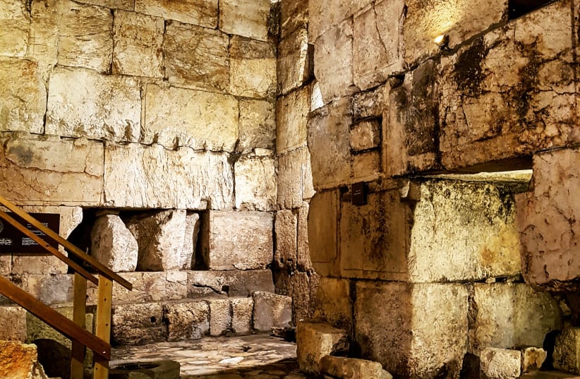 The entrance room, which leads to stairs of a tower that flanks the Roman gate built in 135 CE and is found under Damascus Gate in Jerusalem's Old City. (photo credit: ILANIT CHERNICK)