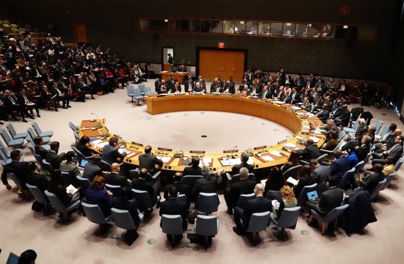 The United Nations Security Council meets about the situation in Venezuela in the Manhattan borough of New York City, New York, U.S., January 26, 2019 (photo credit: REUTERS/CARLO ALLEGRI)