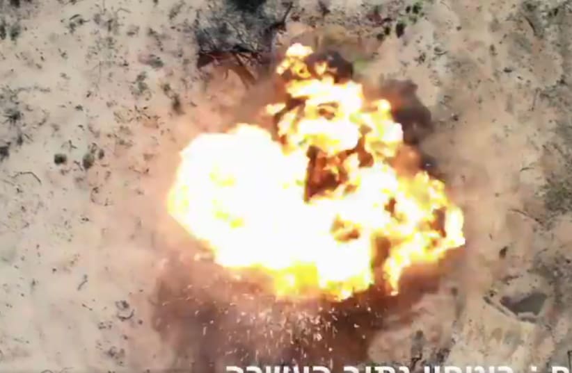 Explosive balloon detonates near Netiv Haasarah, Feb. 2020 (photo credit: SCREENSHOT NETIV HAASARAH SECURITY)