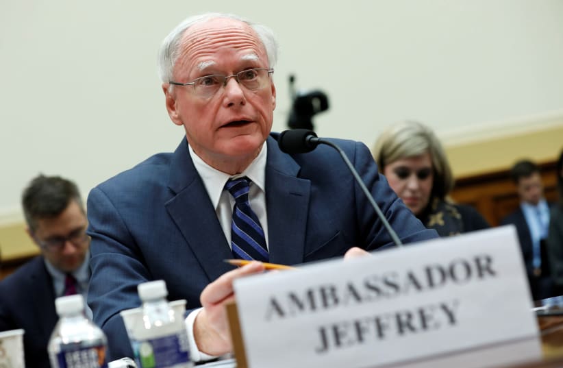 James Jeffrey, U.S. State Department special representative for Syria Engagement; testifies before a House Foreign Affairs Committee hearing on President Trump's decision to remove U.S. forces from Syria, on Capitol Hill in Washington, U.S., October 23, 2019. (photo credit: REUTERS/YURI GRIPAS)