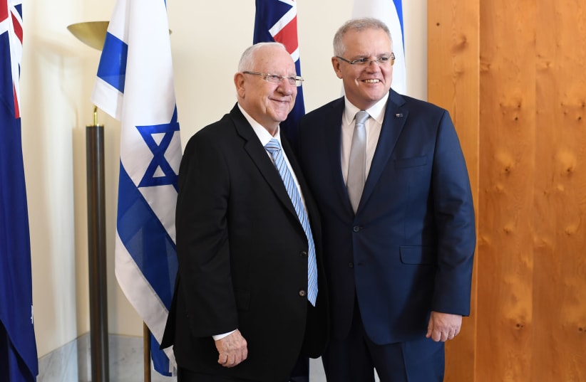 President Rivlin with Australian Prime Minister Scott Morrison (photo credit: KOBY GIDEON/GPO)