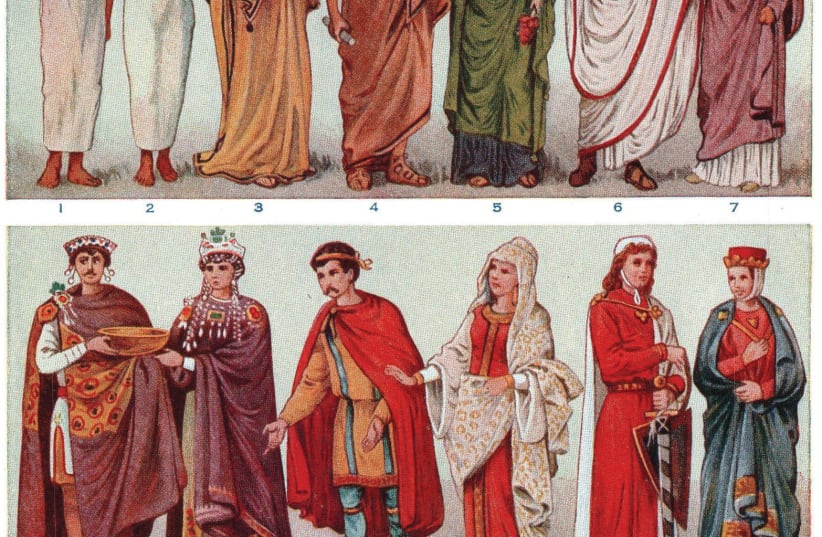 CLOTHING STYLES throughout history. (photo credit: WIKIPEDIA COMMONS)