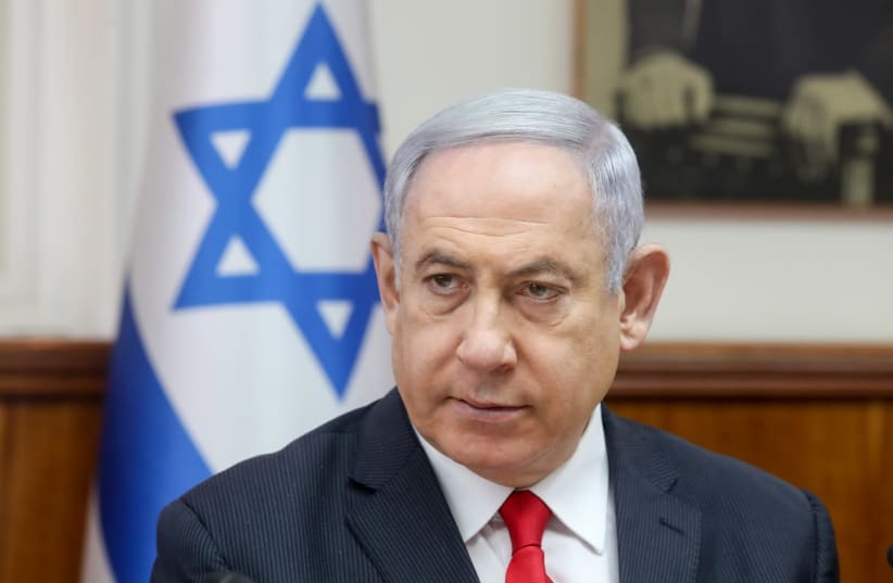 Prime Minister Benjamin Netanyahu at a cabinet meeting on March 8, 2020 (photo credit: MARC ISRAEL SELLEM)