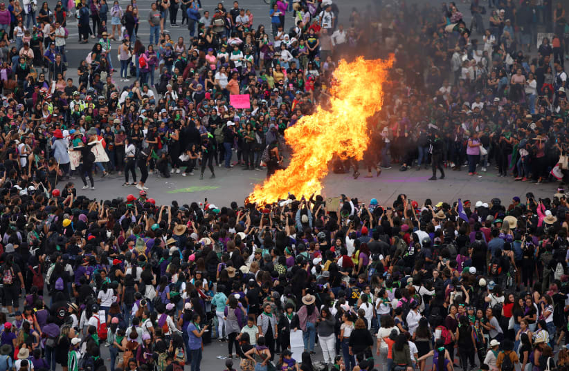 International Women's Day in Mexico City, Mexico, March 8, 2020 (photo credit: REUTERS/GUSTAVO GRAF MOLDONADO)