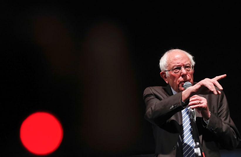 U.S. Democratic presidential candidate Bernie Sanders speaks during a rally in St Louis, Missouri, U.S., March 9, 2020. (photo credit: LUCAS JACKSON/REUTERS)