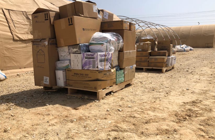 Supplies are seen for a field hospital in Gaza constructed by the Evangelical Christian organization FriendShip. (photo credit: COURTESY OF FRIENDSHIP)