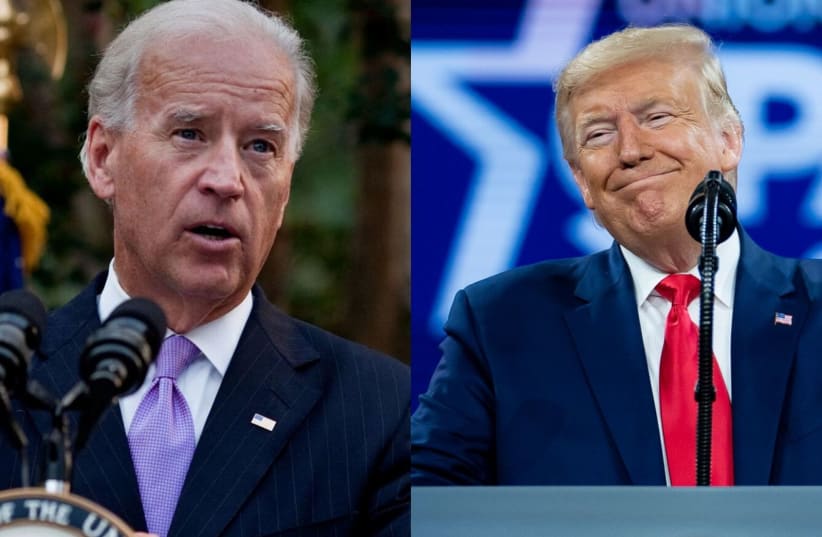 Former vice president Joe Biden (Left) and US President Donald Trump (Right) (photo credit: WHITE HOUSE / WIKIMEDIA COMMONS)