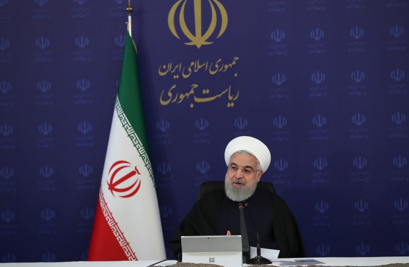 ranian President Hassan Rouhani speaks during the cabinet meeting, as the spread of the coronavirus disease (COVID-19) continues, in Tehran, Iran, April 1, 2020. (photo credit: REUTERS)