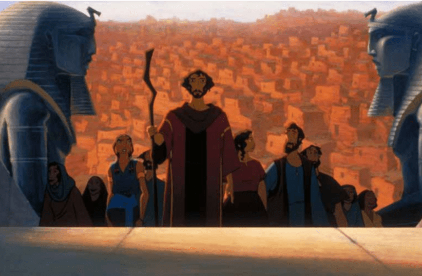 A still from the film showing Moses leading his people out of Egypt. (photo credit: screenshot)
