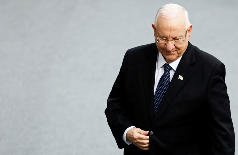 Israeli President Reuven Rivlin attends Germany’s lower house of parliament, the Bundestag, to commemorate the victims of the Nazi dictatorship, in Berlin, Germany January 29, 2020. (photo credit: MICHELE TANTUSSI / REUTERS)