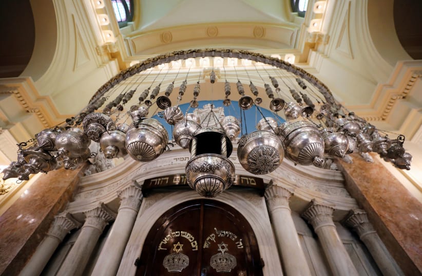 The Eliyahu Hanavi Synagogue in Alexandria, Egypt, is reopened in January after completion of a restoration project (photo credit: MOHAMED ABD EL GHANY/REUTERS)
