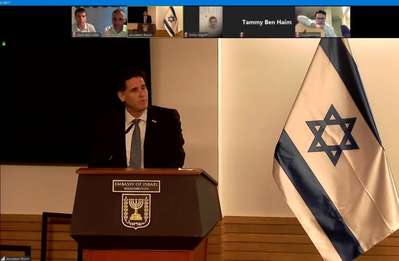 Israel’s ambassador to the US Ron Dermer during Holocaust Memorial Day  (photo credit: ISRAELI EMBASSY IN WASHINGTON)