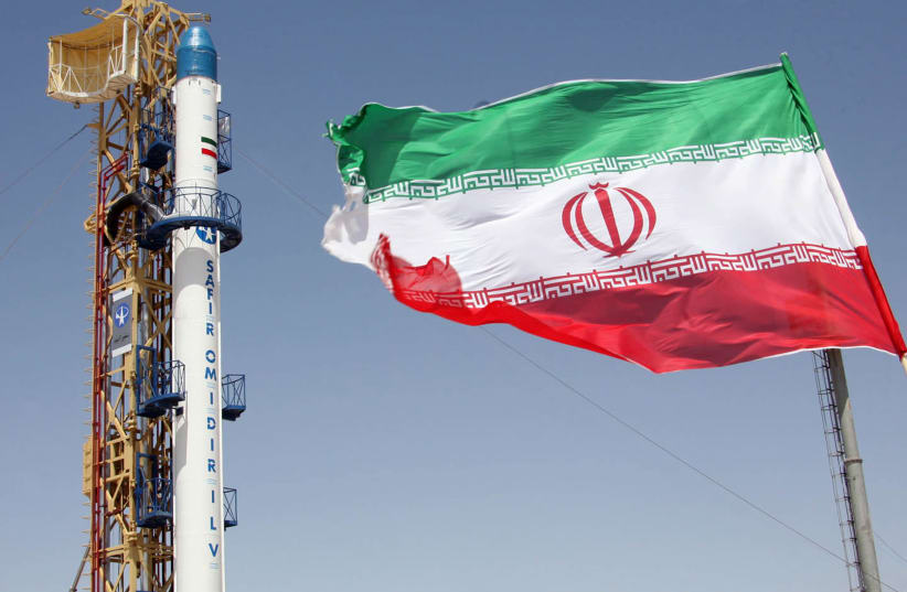 The Safir satellite-carrier rocket, which was designed for Iran's Omid satellite, is seen before launch at Iran's space centre in Tehran in 2009 (photo credit: REUTERS)