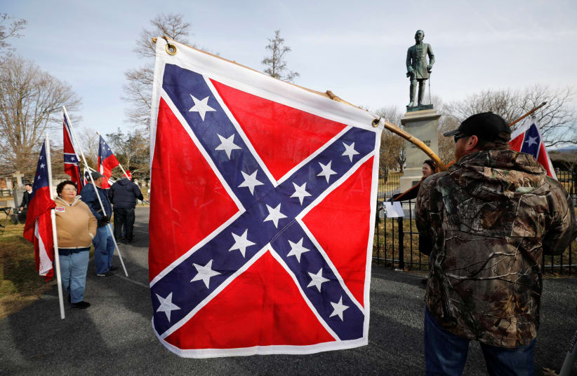 Supporters of Confederate statues and symbols in Lexington, Virginia (photo credit: REUTERS)